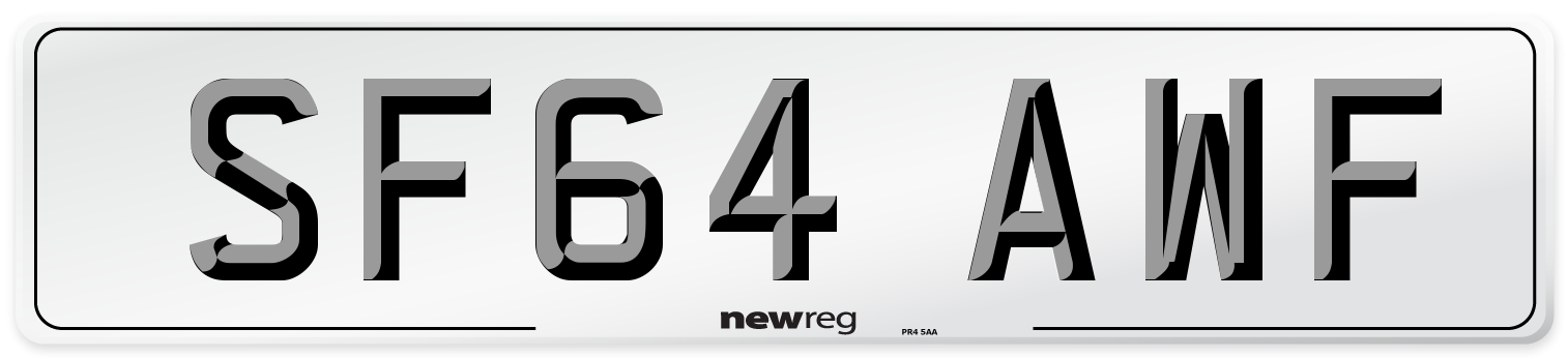 SF64 AWF Number Plate from New Reg